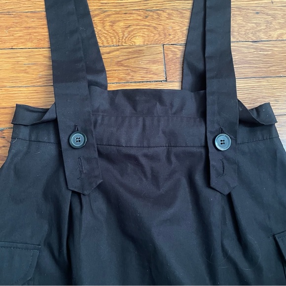 Cargo Pocket Black Pencil Skirt Suspenders Jumper size small/6 buttons academia - Picture 6 of 9